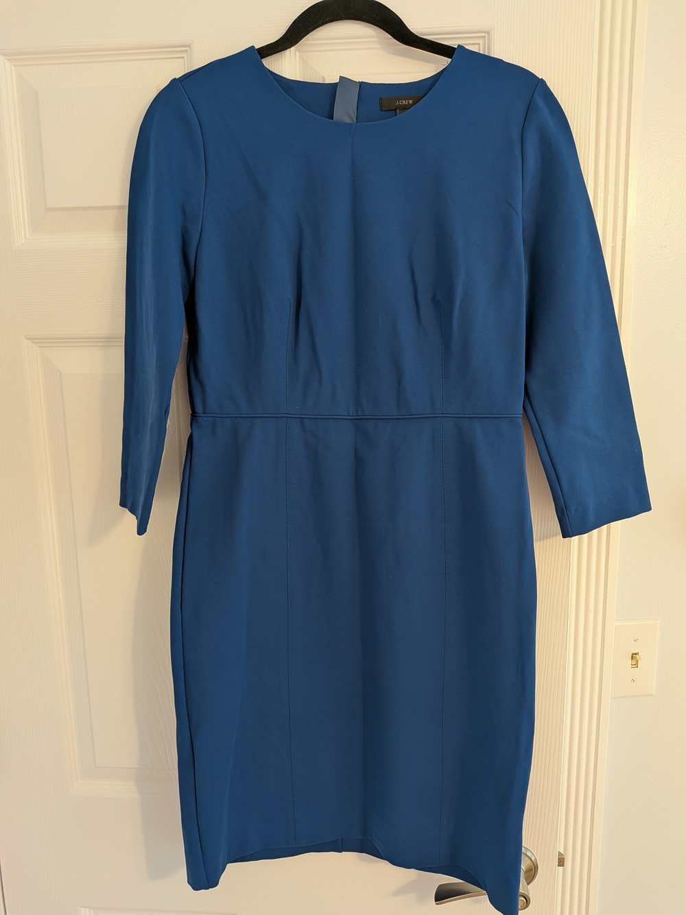 J. Crew Blue Ponte Midi Sheath Dress